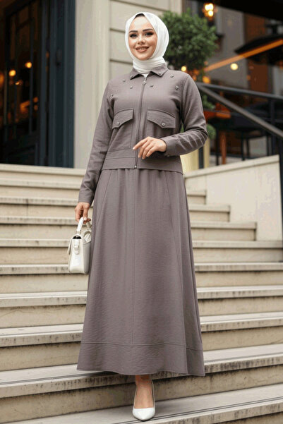 N.S NEVA STYLE Jacketed Mink Hijab Skirt Double Suit 44723V