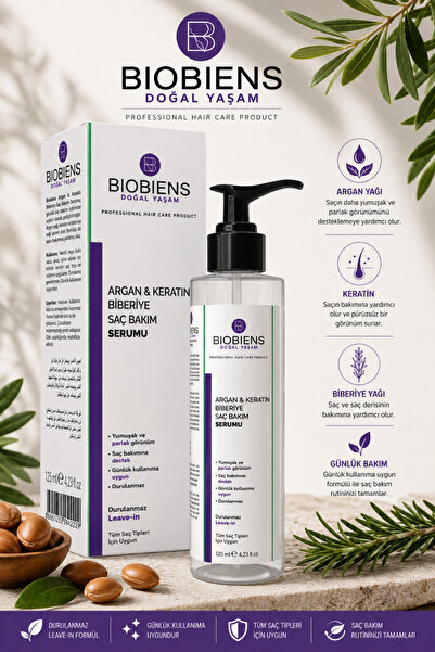 Biobiens Biberiye& Argan&Keratin Durulamasız Saç Bakım Serumu