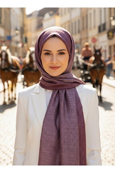 Vissona %100 Saf İpek Şal İnce Saten Vual Dokuma Damask Desenli Pudra Renkli ...
