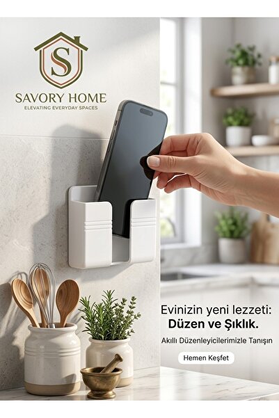 RED KİTCHEN Duvara Yapışan Telefon Kumanda Tutucu Aparat