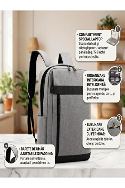 verk group Rucsac laptop, 15,6 inch, compartiment multifunctional, buzunare f...