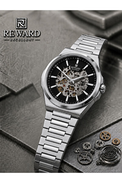 Reward Full Automatic Steel Cord Skeleton Dial 5 Atm Water Resistant Men Wris...