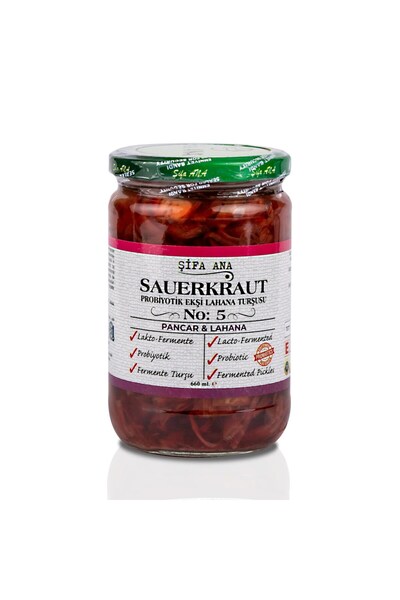 ŞİFA ANA Sauerkraut (EKŞİ LAHANA TURŞUSU) No5 Pancarlı (660CC.)