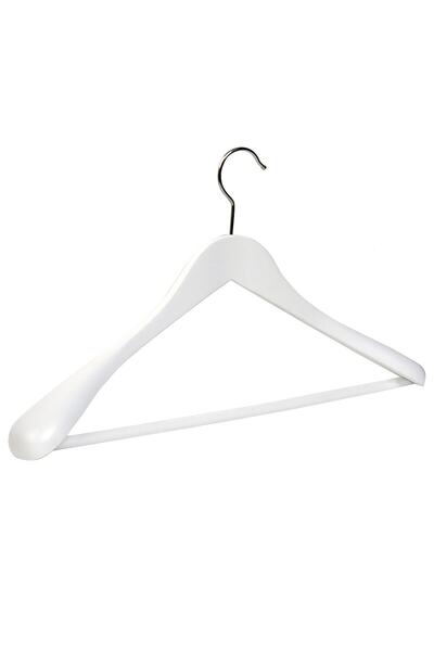 NYN Umeraș din lemn M023-B pentru haine de costum, culoare albă, 2 bucăți, 45cm