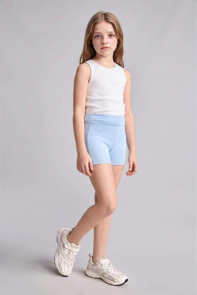 DeFacto Светлосини клинове за момичета с еластична талия, над коляното, от пе...