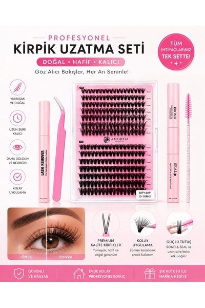 Lusso Cosmetics Profesyonel İpek Kirpik Seti Doğal Görünümlü Kirpik Uygulama ...
