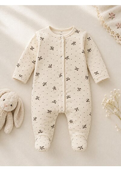 ENİA BABY Kız Bebek Pamuklu Patikli Yenidoğan Tulum 3-6 Ay