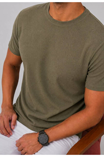 Plus Scorpion Tricou bărbătesc slim fit, bumbac pique, guler rotund, kaki, mă...