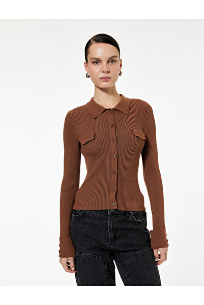 Koton Polo Neck Viscose Blend Pocketed Long Sleeve Knit Sweater