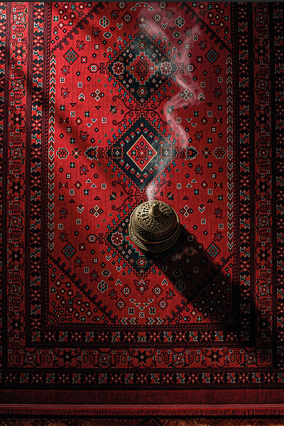 Beyhome Afgan Uşak Otantik Desenli Kaymaz Taban Bambu Görünümlü Dokuma Halı