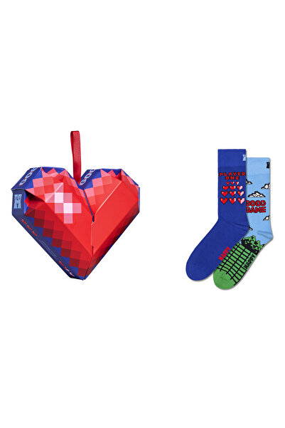 Derimod Happy Socks Men's Multi-Colored Patterned Cotton 2-Piece Socks Set P0...