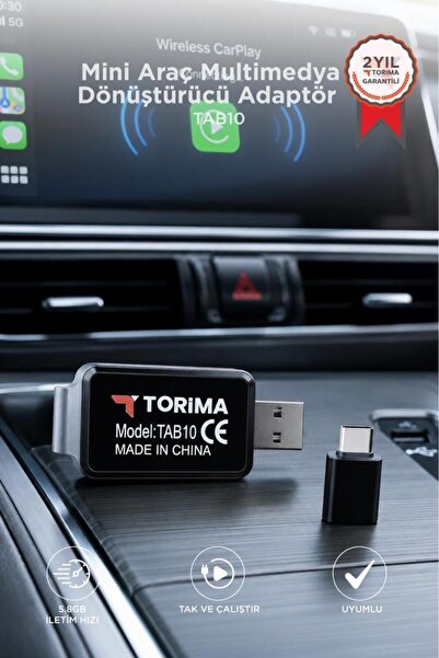 Torima Mini Araç Multimedya Dönüştürücü Adaptör Usb Type-C Uyumlu 2IN1 Kablos...