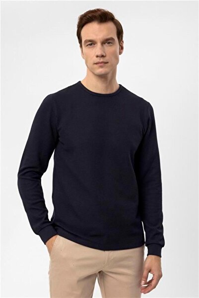 SÜVARİ Lacivert Slim Bisiklet Yaka Sweatshirt