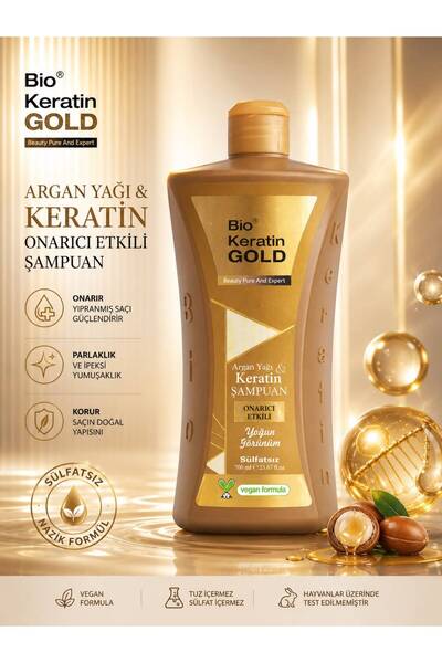 Bio Keratin Gold Argan Yağı & Keratin Onarıcı Sülfatsız Şampuan 700 ml