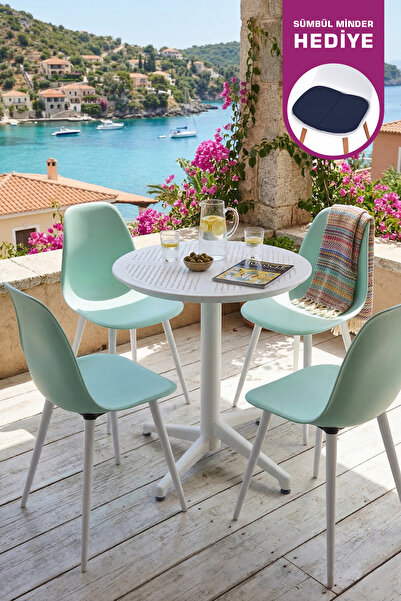 VİLİNZE Tilia Plastik Bahçe Balkon Bistro Seti Katlanır Masa 60*60 cm (1+4 Set)
