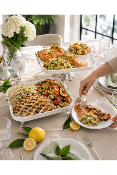 MAY HOME 2'li Porselen Gümüş Sofra & Sunum & İkramlık & Kahvaltı Seti