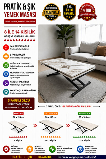 SEHPAM AKILLI Yan Baştan Açılır Akıllı Yemek Masası Oval Mdf Tabla Alt Mekani...