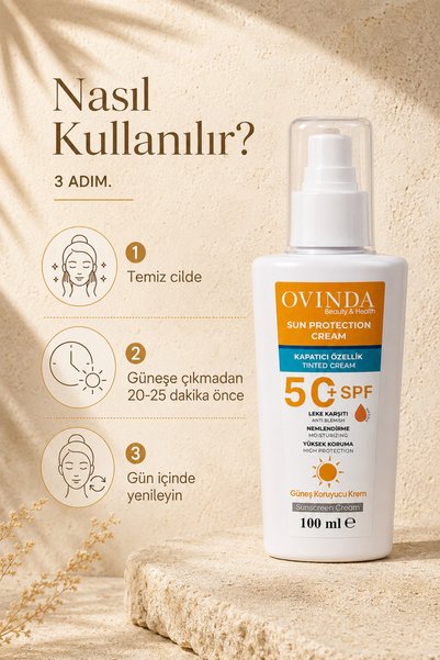 Ovinda Tinted Sunscreen SPF 50+ Anti-Spot Skin Tone Evening High Protection Facial Sunscreen 100 ml