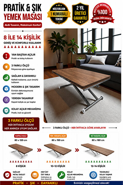 SEHPAM AKILLI Yan Baştan Açılır Akıllı Yemek Masası Oval Mdf Tabla Alt Mekani...