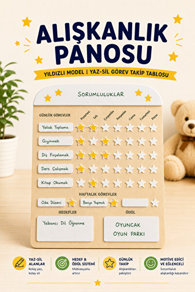 Mind of Toys Alışkanlık Panosu, Yıldızlar, Akrilik Panolu Alışkanlık Kazanım,...