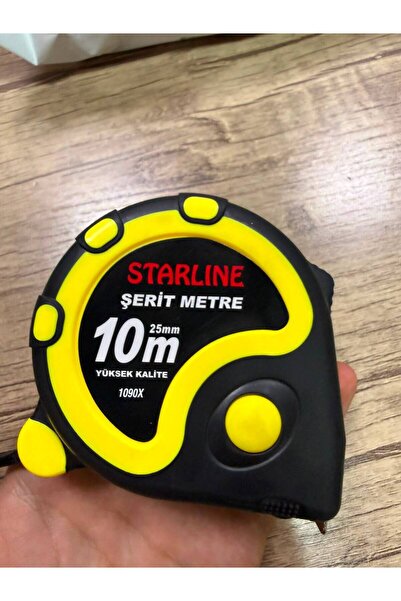 Starline 1090X 10M ŞERİT METRE SİYAH SARI RENK KOMBİNASYON STOP MEKANİZMALI