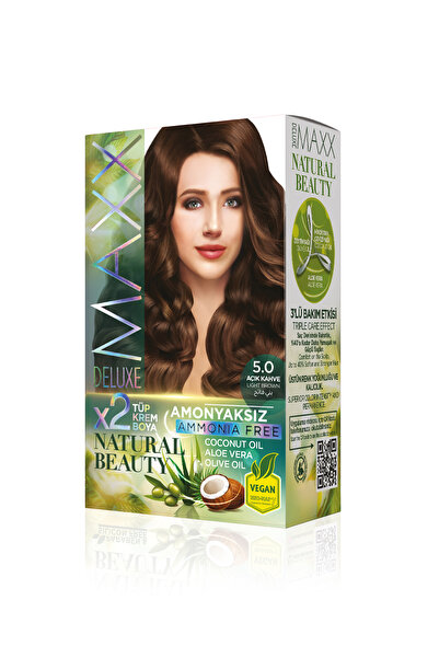 MAXX DELUXE Natural Beauty Amonyaksız Set Saç Boyası 5.0 Açık Kahve