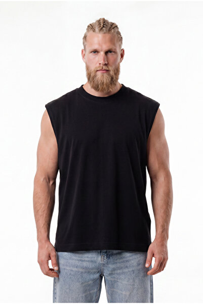 Machinist Men's Oversize Crew Neck Basic Undershirt Black