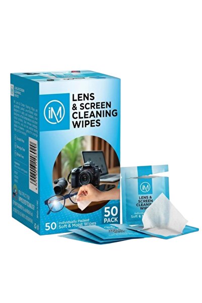 IM Lens & screen cleaning wipes Pre-Moistened Streak-Free 50-Piece Pack