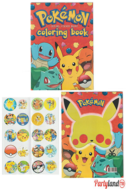 PartylandTR Pokemon Boyama Kitabı (boyama , Sticer , Arka Kapak Maske )