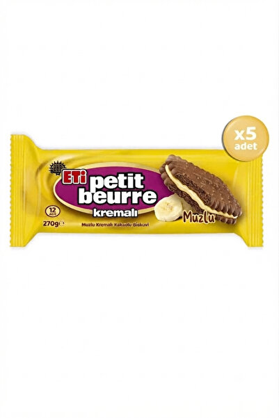 Eti Petit Beurre Muzlu Kremalı Kakaolu Bisküvi 270g x 5 Adet