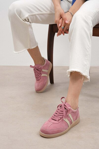 Mio Gusto Γυναικεία αθλητικά παπούτσια Valda Genuine Suede Powder Color