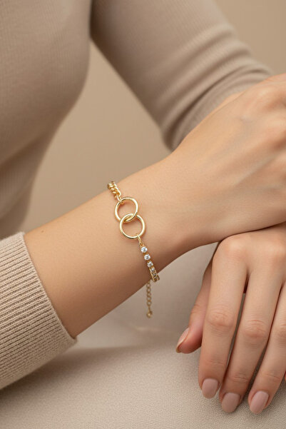 XUPING JEWELRY Style Pearl/Xuping Jewelry Two Ring Interlocking Model Bracelet