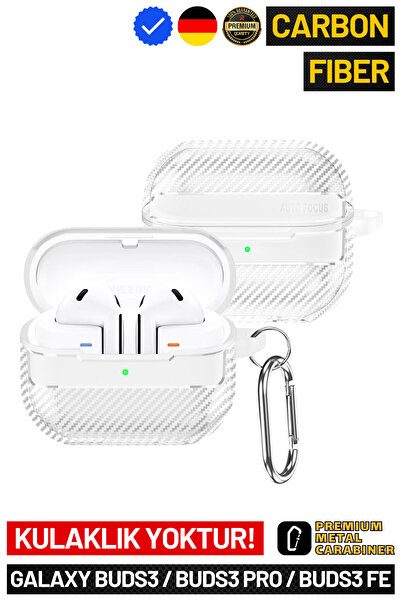 EWEC Samsung Galaxy Buds3, Buds3 Pro ve Buds3 FE Uyumlu Karbon Fiber Hybrid Polymer Tech Kulaklık Kılıfı