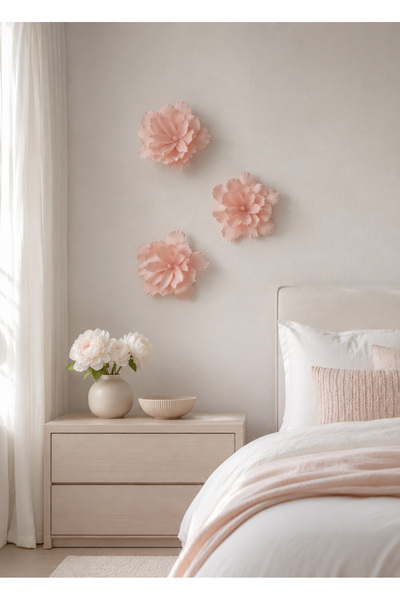 Maison Avf 3'lü Set Soft Pembe İtalyan Krapon Kağıt Duvar Dekorasyonu Duvar S...