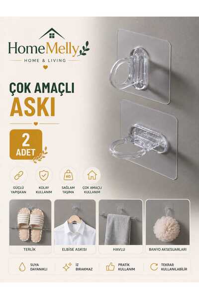 btm home Kendinden Yapışkanlı Askılık Kanca 2’li – Çok Fonksiyonlu Pratik Asm...