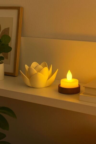 Printorium Dekoratif Lotus Çiçeği Tasarımlı Tealight Mumluk