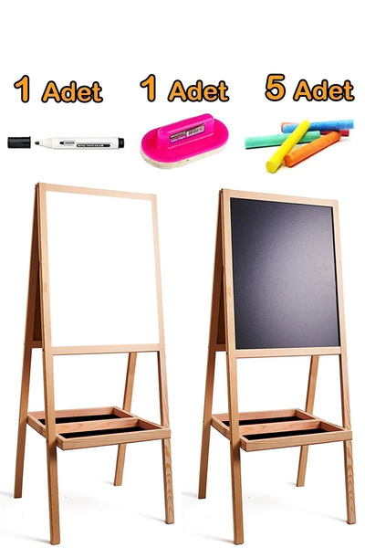 PinkToys Manyetiksiz Ve Karatahta Çocuk Ahşap Yazı Tahtası