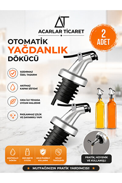Acarlar Ticaret Yağdanlık Ucu 2'li Akıtmaz Kapaklı Şişe Ucu Tıpa Silikon Yağ ...