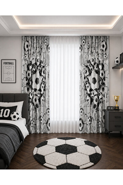Bebişim Halı Double Wing Children's Room Background Curtain Sailor Anchor Dou...