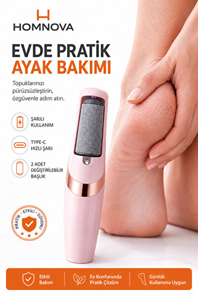 Homnova Şarjlı Ayak Törpüsü profesyonel Pedikür Cihazı Topuk Giderici Elektri...