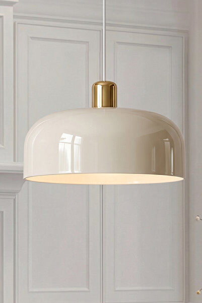 Marrien Marella Modern Gold Detaylı Krem Metal Sarkıt (30 cm) Yemek Masası Üs...