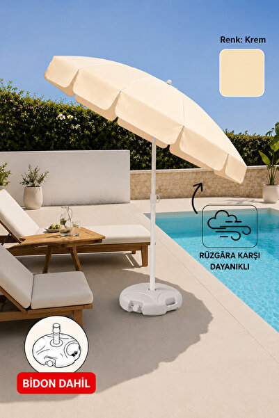 Beach Umbrella Balcony Garden Sun Umbrella 180cm UV Protected thick fabric Drum Included