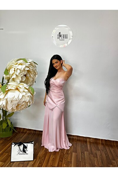 Sienna Fashion Розова рокля с корсет, украсен с перли, и подвижна пола Ема