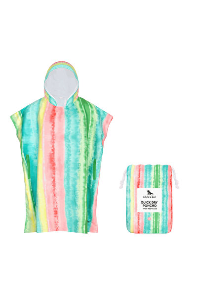 Dock & Bay Poncho Adults - Quick Dry Hooded Towel - Watermelon Sugar - Medium