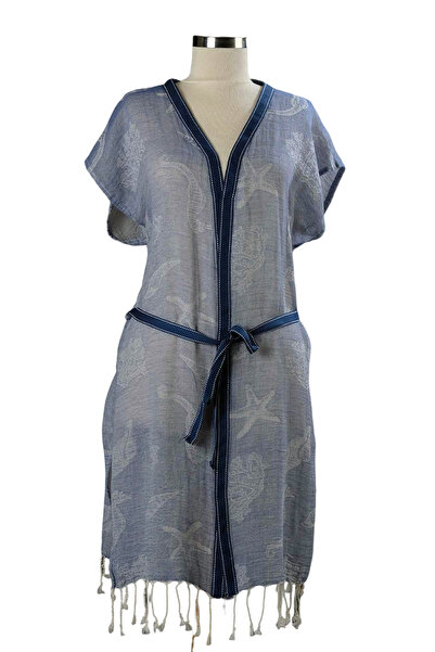 Dosimira Cotton Blue Patterned Beach Kimono