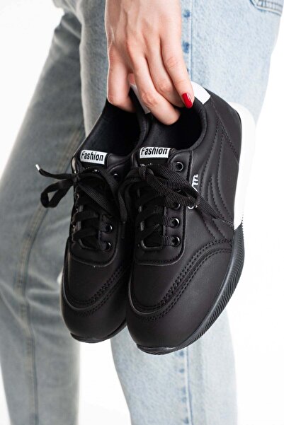 SEFERİ Women's Black Double Color Sole Daily Comfortable Walking Shoes