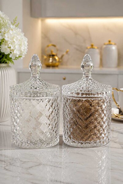 RASHA COLLECTION 2Lİ Kristal Kavanoz