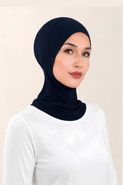 Jusmart Navy Blue Cotton Neck Collar Hijab Bonnet |   Non-Slip Flexible Cap |...