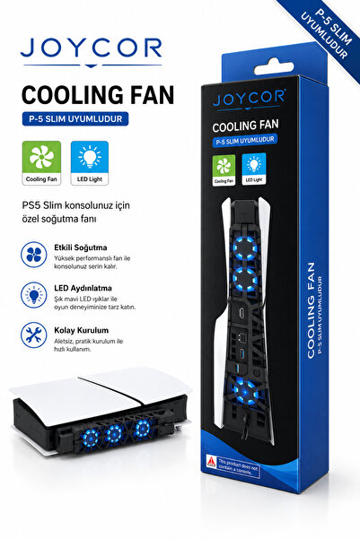 JOYCOR PS5 Slim Soğutucu Fan - Diskli ve Dijital Versiyon Uyumlu LED Işıklı E...
