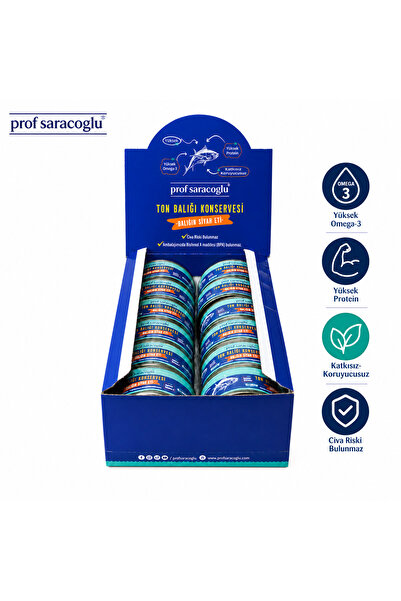 prof saracoğlu Zeytinyağlı Ton Balığı 12'li Balığın Siyah Eti Omega 3 Protein...